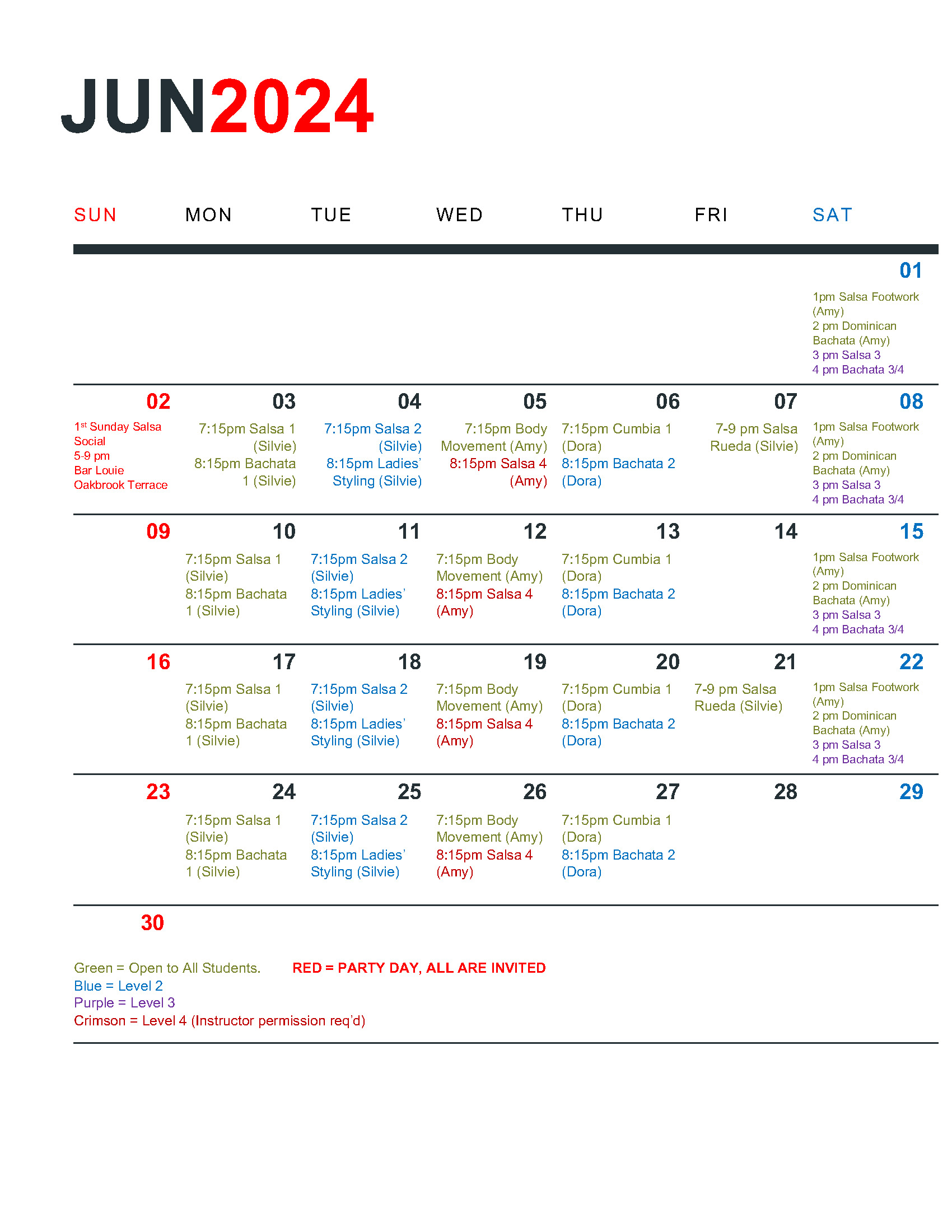 June 2024 schedule